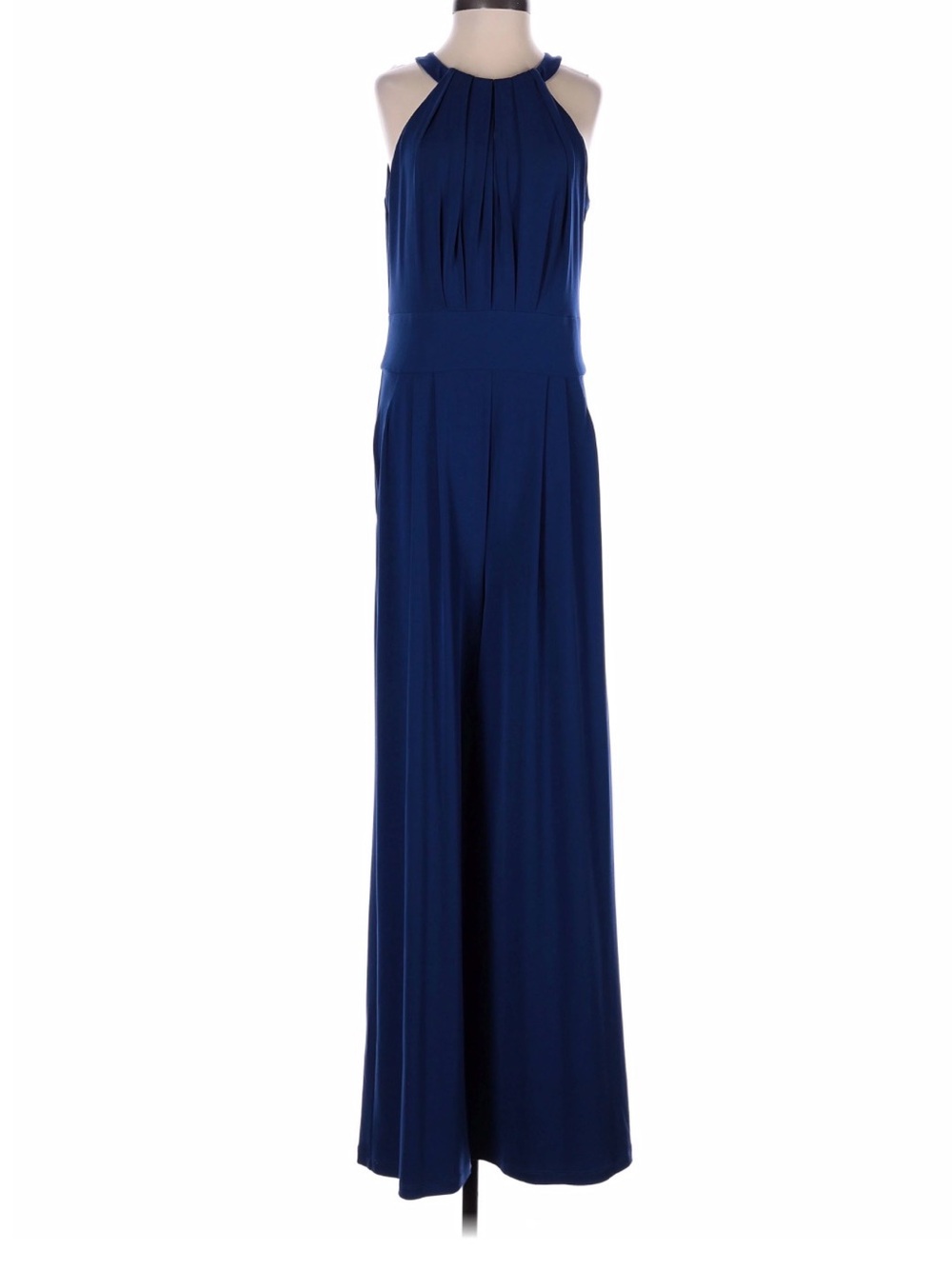 Vince Camuto Blue Pleated Halter Wide Leg Jumpsuit with Pockets Size Medium NWOT
